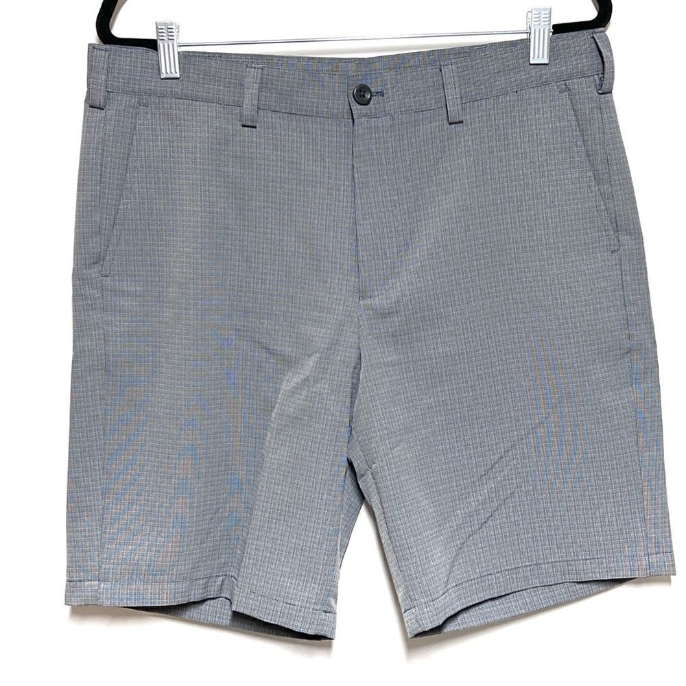 NWOT IZOD Grey Plaid Tech Golf shorts Moisture Sun Protection Mens Sz 34